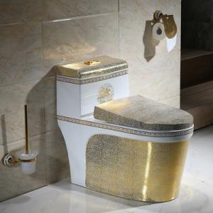 China Luxury Bathroom Golden Single Piece Toilet Bowl Ceramic Sanitary Ware wholesale