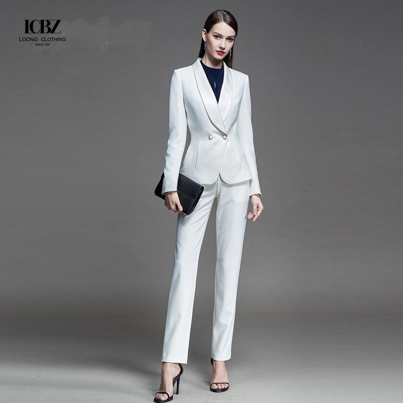 Hand Embroidery Womens Business Suits for 2021 Work Formal Occasions Single Breasted