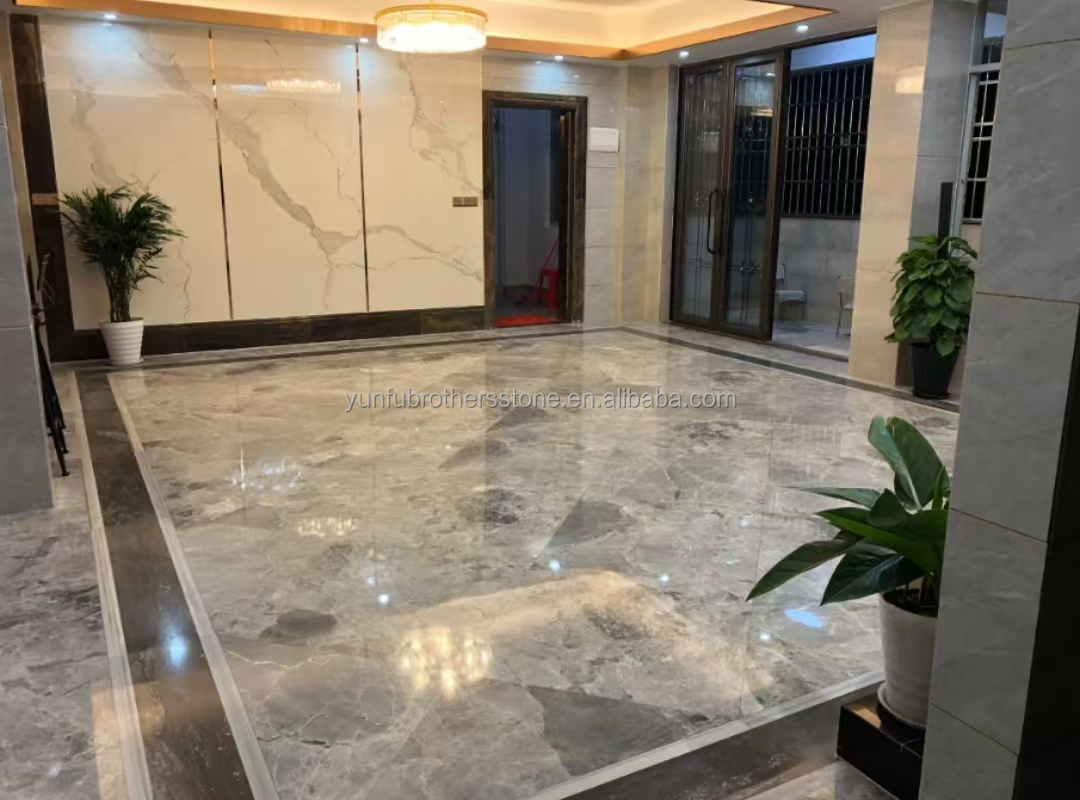 Yinsha Italian Grey Marble Stone Big Slab for Hotel Floors and Interior Home Stairs