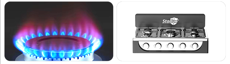 Commercial Five Burner Gas Stove Easy Installation LPG Gas 5 Hob Gas Cooker