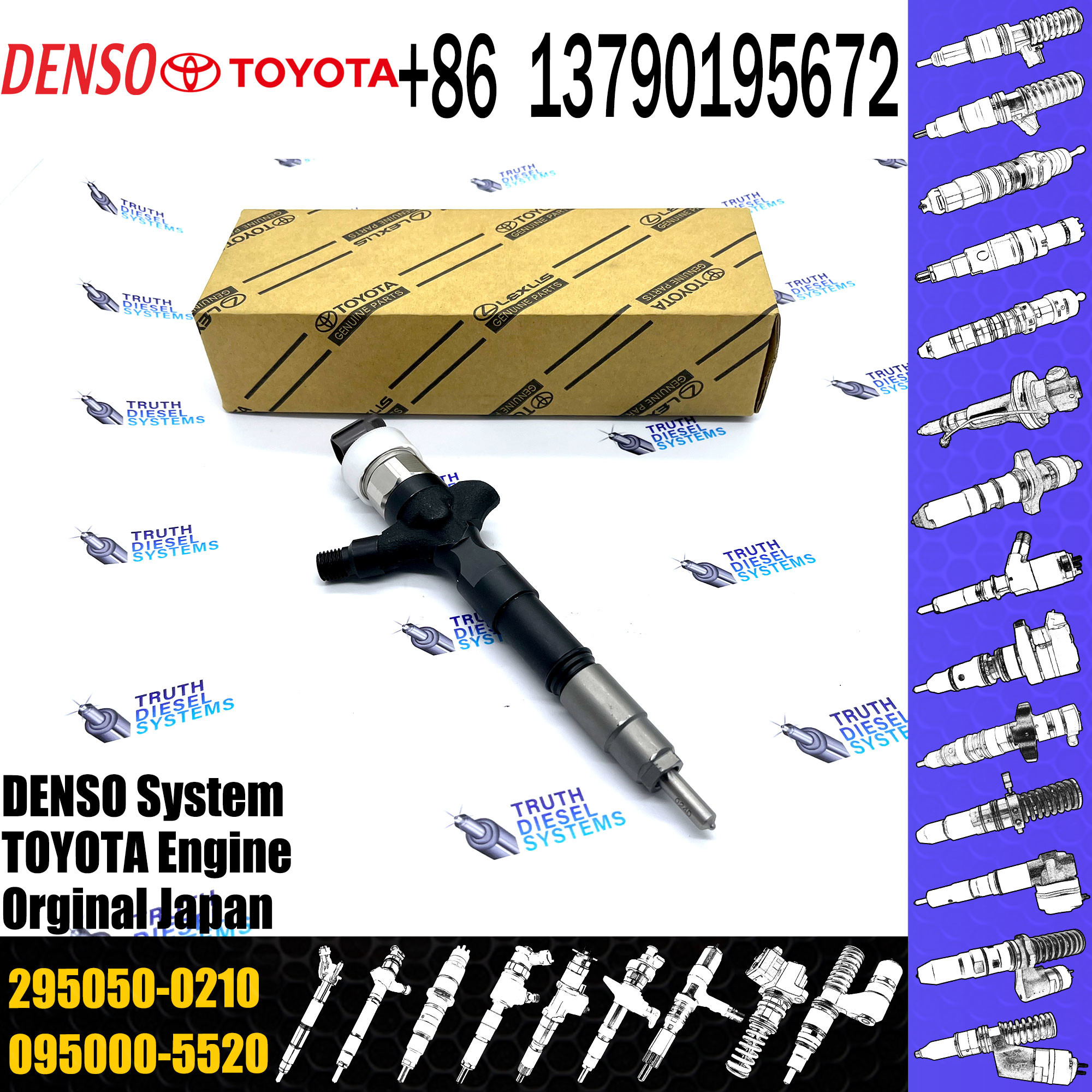 Common Rail Fuel Injector 23670-30410 Common Rail Injetor 295050-0210 For TOYOTA 1KD-FTV