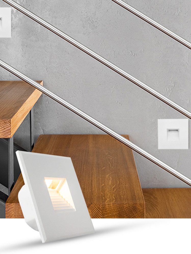 White Multiscene Recessed Stair Wall Lights Indoor Aluminum No Flicker