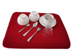 China Absorbent Red Kitchen Dish Drying Mat Microfiber Fabric wholesale