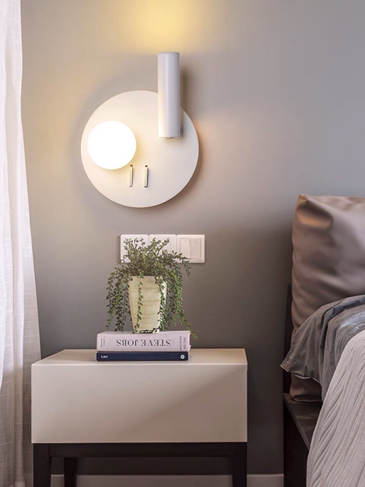 Bedside reading wall lamp acrylic ball Nordic bedroom bed board light living Bedhead wall light for hotel