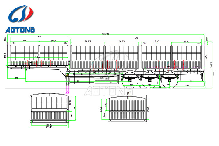 Side Wall/Curtain Side/Fence Semi Trailer with Mechanical Suspension and 12R22.5 Tires