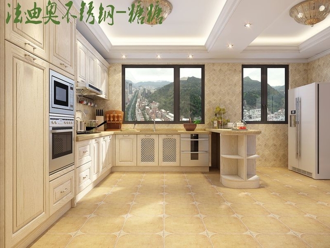 Fadior Classic French Kitchen Cabinets With Elegant Curved Displays And Functional Island