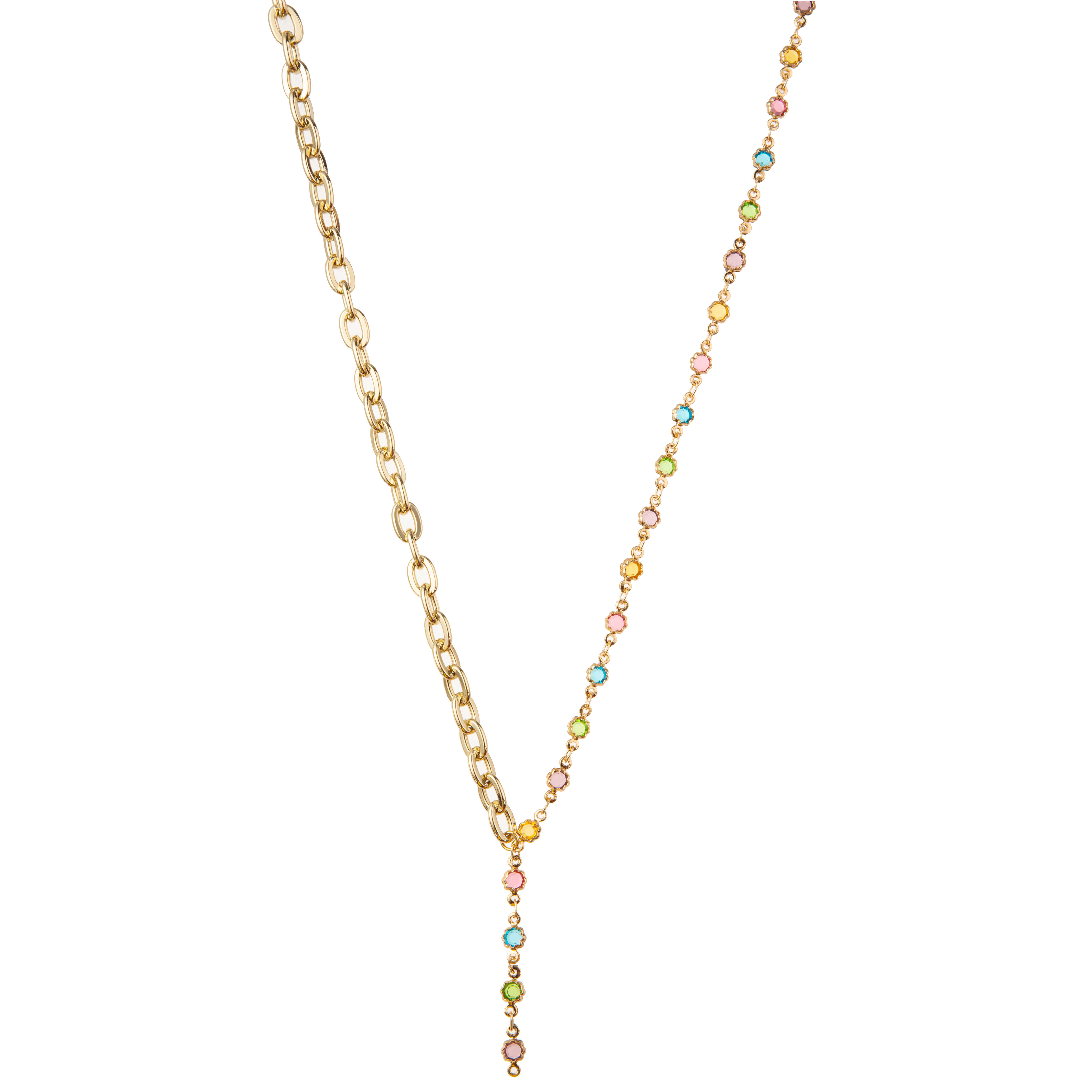 Multicolor Beaded 14K Gold-Plated Chain Link Gemstone/Pearl/Turquoise Pendant Necklace