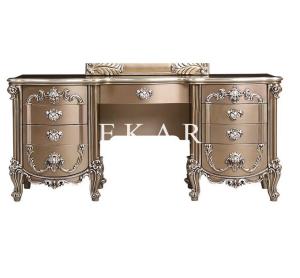China Luxury Gold Vanity Antique Hand Carved Wooden Dressing Table LS-A133D wholesale