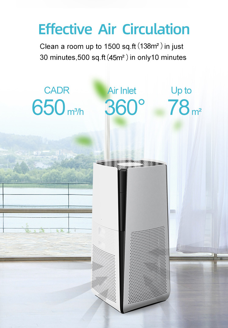 110V 68W Portable Hepa Filter Air Purifier Machine for Large Room