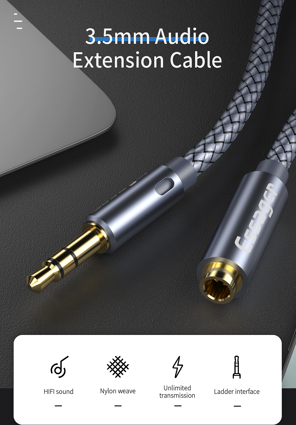 3.5MM Male To Female Audio Cables Extended 1M 2M 3M 5M for Telephone Speaker