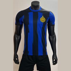 China Blue Black 100% Polyester Football Fan Jersey Resilient wholesale