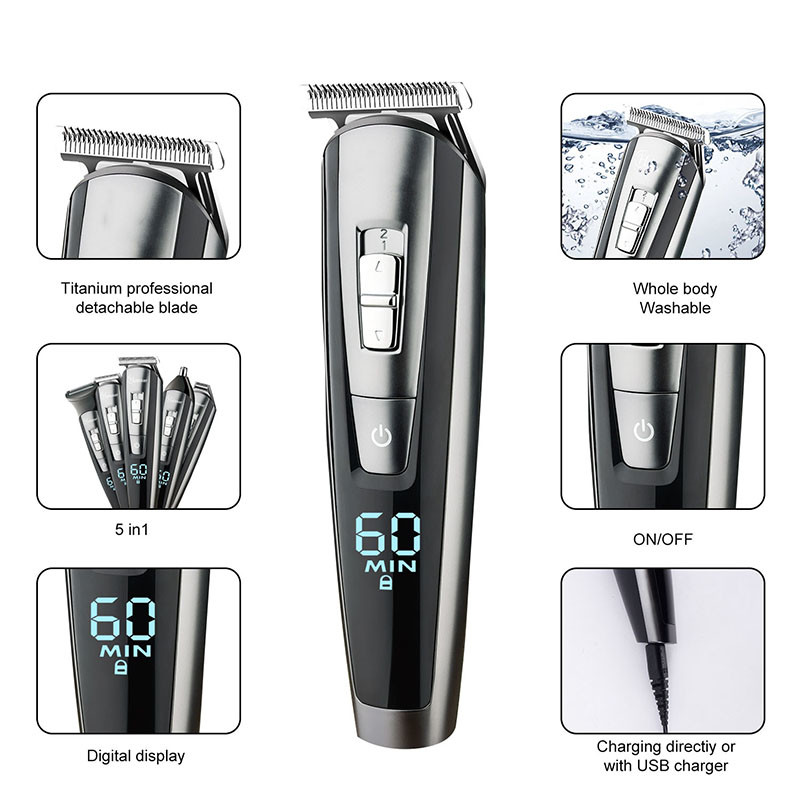 5 In 1 Electric Razors And Hair Trimmers Waterproof Multi Functional Dual Rechargeable Mode