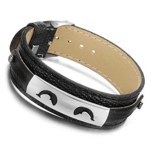 China Tagor Stainless Steel Jewelry Super Fashion Silicone Leather Bracelet Bangle TYSR037 wholesale