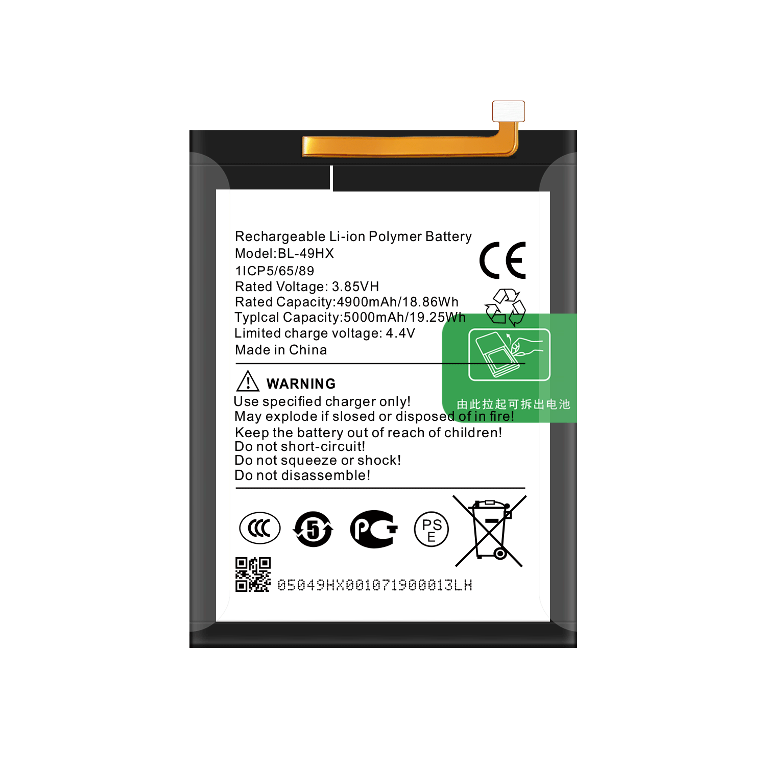 BL-49HX 100% Original Lithium Polymer Battery for Infinix Hot 20 5G/X666 Mobile Phone