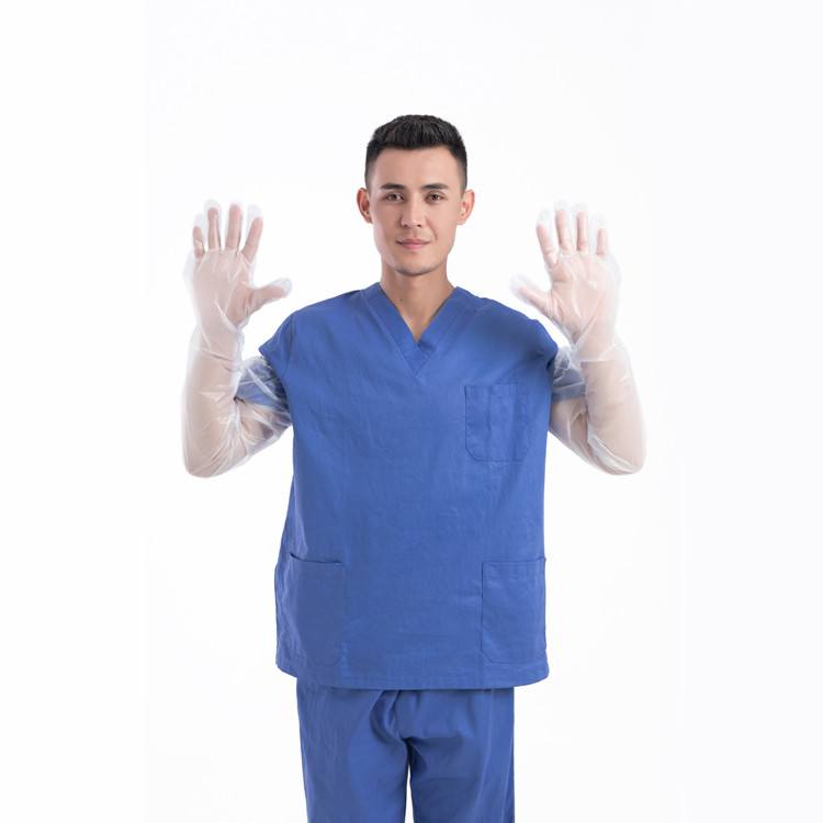 Plastic Disposable Protective Gloves PE Long Sleeve White