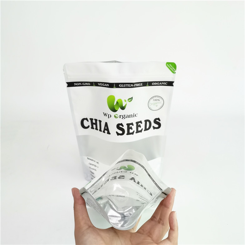 Digital Printing Chia Seeds Tea Packaging Bag Food Grade Resealable Tea Pouch With Clear Window