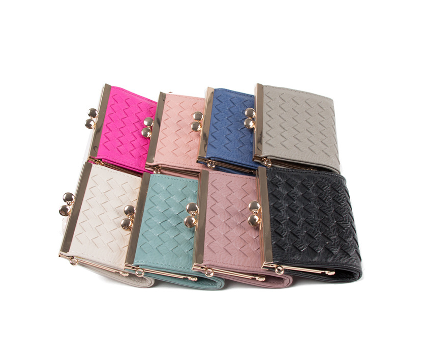 BM 10x2x9cm Zippered Coin Purse Woven Pu Leather ISO9001