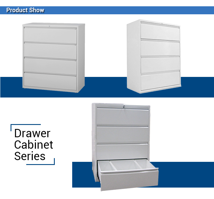 0.4mm-1.2mm Thick Metal Steel 2/3/4 Drawer Filing Cabinet Lockable Lateral Legal