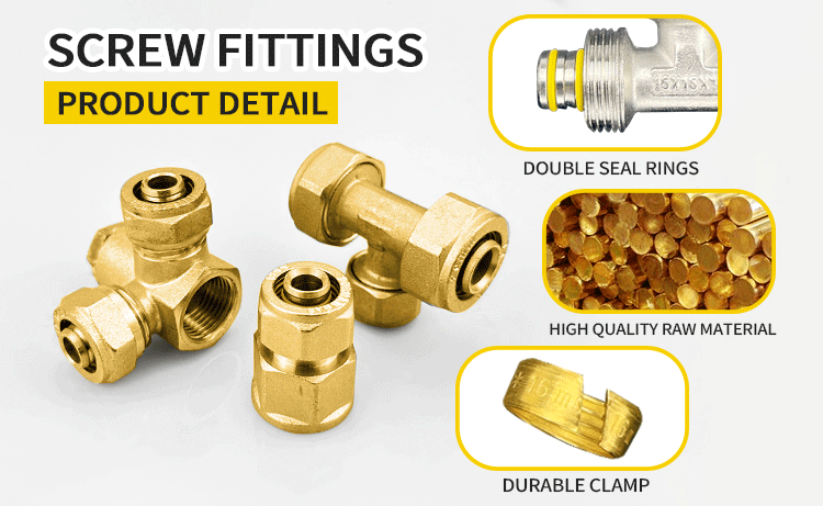 Gas / Water System Pex Al Pex Compression Plumbing Fittings Durable Compression Brass Union Fitting with Long Lifespan