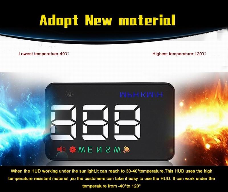 Ouchuangbo HUD 3.5 inch Car Head Up Display Windshield Projector Speedometer Overspeed - GPS Satellite 2 Dispaly Mode