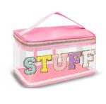 Chenille embroidery alphabet makeup bag Transparent waterproof PVC portable