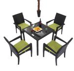 Black Wicker Patio Dining Table Garden Restaurant Dinning Table Set