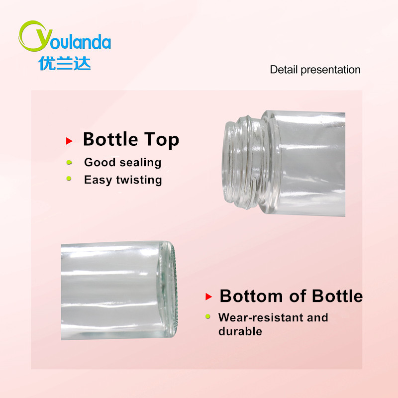 Glass 50ml Roll-on Bottle Transparent Roller Bottle for Deodorant and Cosmetic