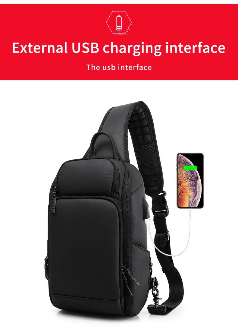 High quality custom logo men's fashion waterproof business sling bag shoulder bag chest bag