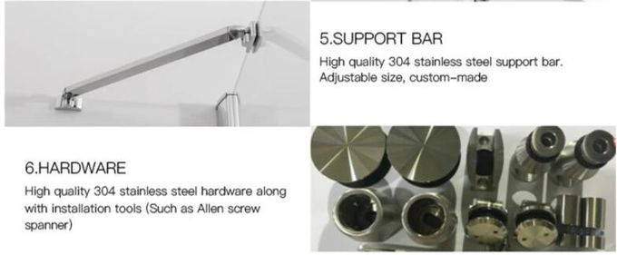 Tempered Glass Dry Wet Partition Bathroom Shower Doors