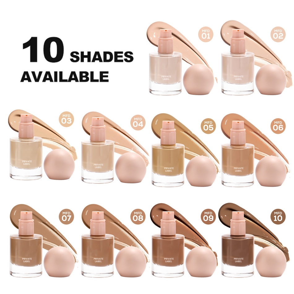 OEM/ODM Wholesale Private Label Multi Colors Vegan Natural Full Coverage Waterproof Liquid Foundation for Makeup