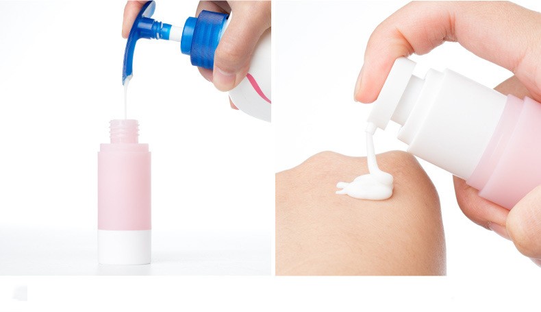 Pink PMMA Personal Care Cosmetic Bottle With Overcap 1oz 30ml