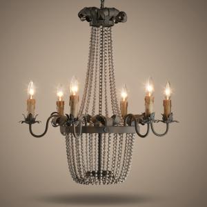 China Wood Bead Chandelier Light Fixtures 6 Lights For Living room Bedroom Lighting (WH-CI-05) wholesale