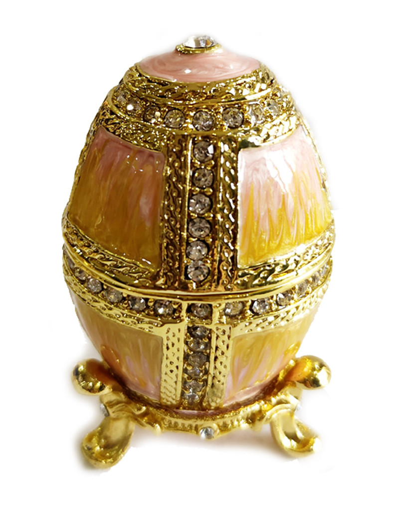 Hollow Faberge Egg Jewelry Easter Egg Trinket Box Crafts Russian Easter Metal Rhinestones Faberge Egg Jewelry Box