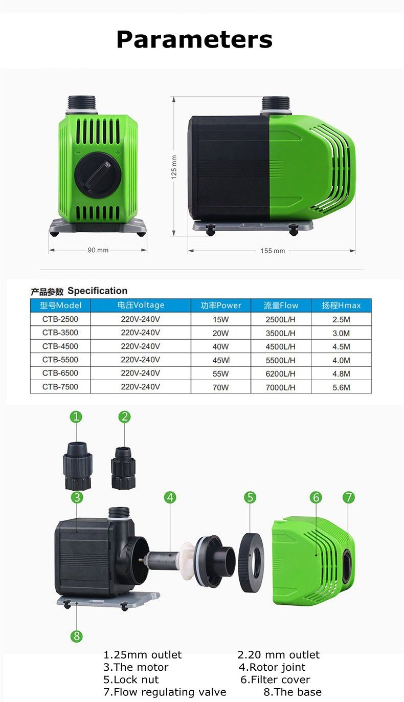 15/20/40W Hydroponics Aquarium Mini Pond Pumps Submersible Water Pump 220V
