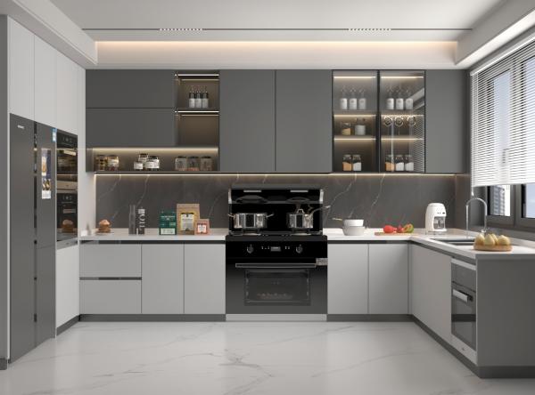 Particleboard MDF Plywood PVC PET Melamine Finished Kitchen Cabinet