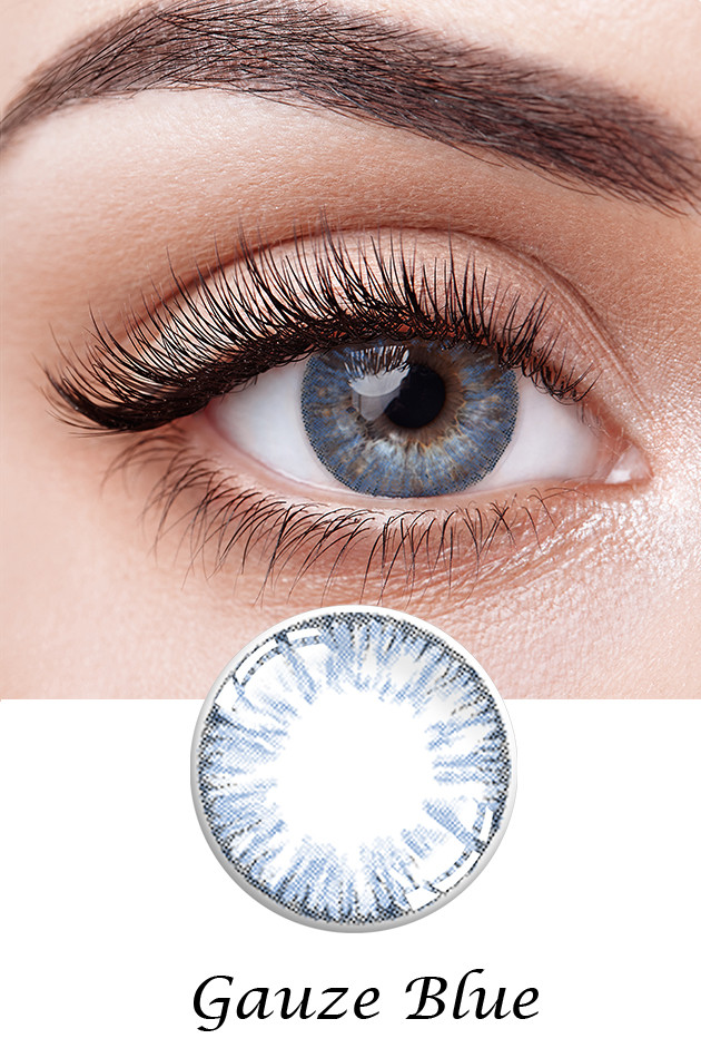 ODM Natural Looking colored 3Tone Blue Eye Contact Lenses Non Prescription Yearly