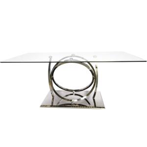 China Polished Stainless Steel Dining Room Table With Glossy Finish wholesale