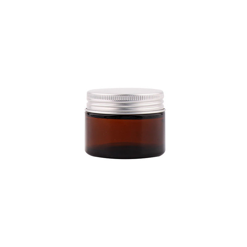 Amber empty body cream cosmetic jars face cream glass jar with aluminum lid