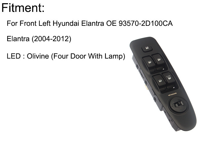 EV Elantra Hyundai Electric Window Switch Front Left Four Door With Light