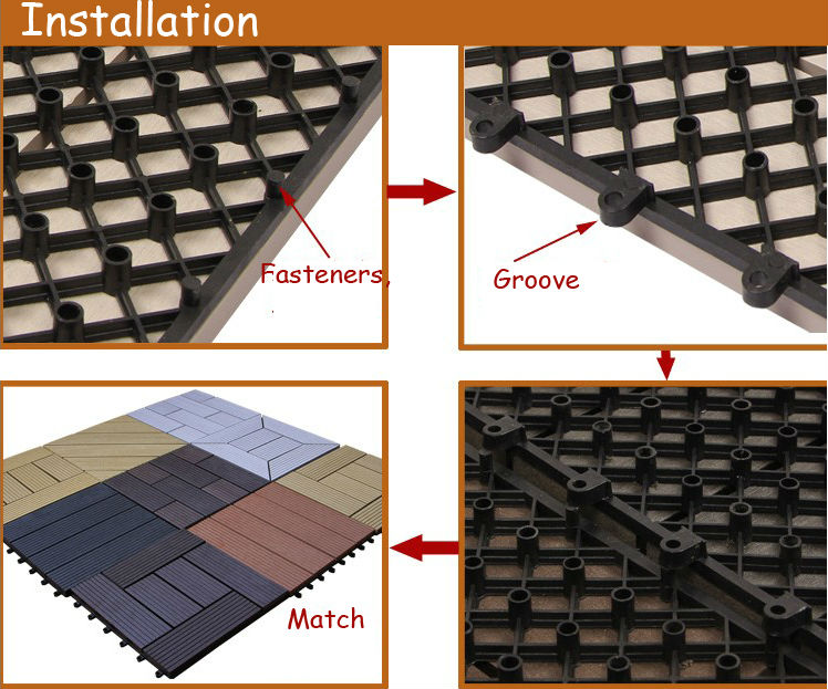 Anti Pests WPC DIY Decking 140 X 40mm Hollow Diy Composite Decking Tiles