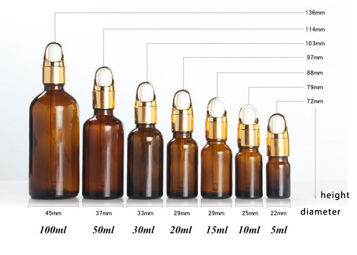 Fancy Amber Cosmetic Bottles Round Shape Customized Logo Printing