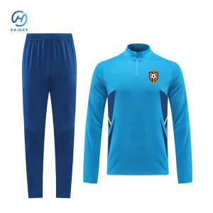China New Season Club Blue Men Soccer Tracksuit Top Thai Quality Football Training Suit Custom Made Logo Sweatsuit wholesale