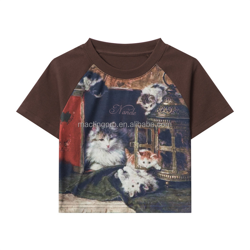 2024 Summer O Neck Tight Slim Fit Cotton Cropped T shirt Short Sleeve Y2k Crop Top Baby Tees Knitted