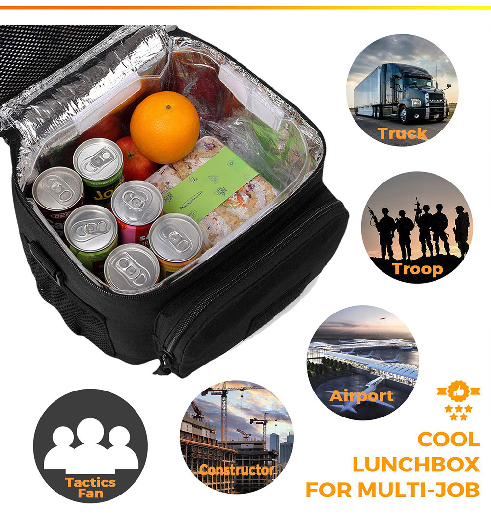 Portable Large Leakproof Lunch Bag Adult with Shoulder Strap and Side Pocket