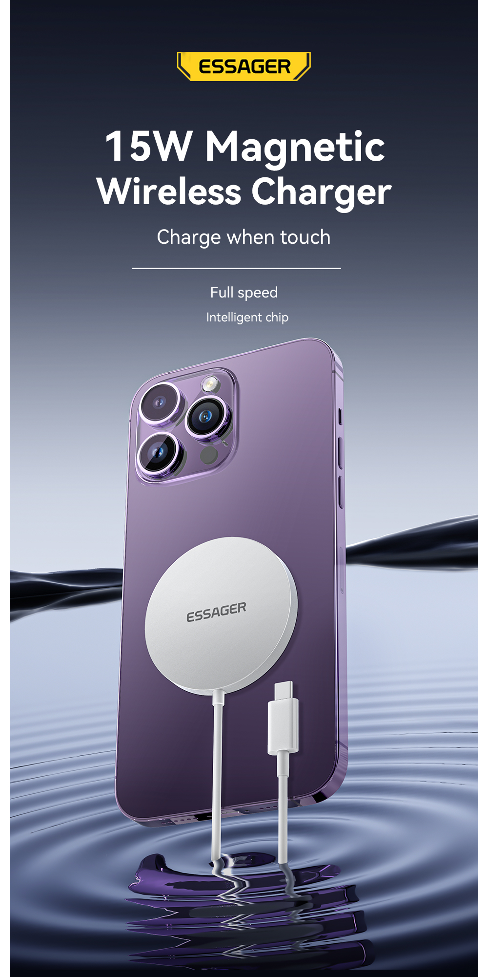 ESSAGER ES-WC07 Series 15W Quick Fast Charge Magnetic Wireless Charger for iPhone