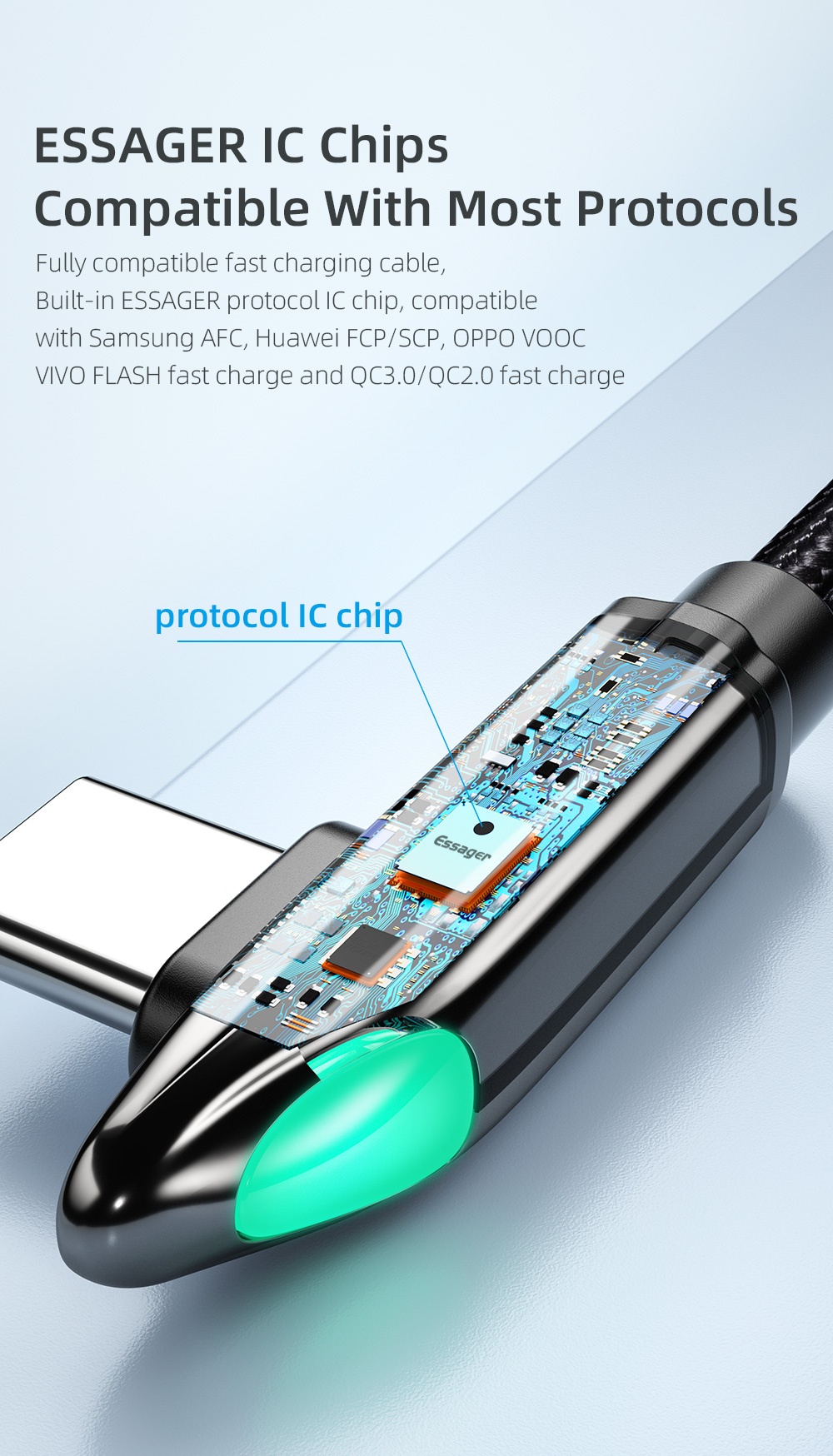 Essager 2021 Fast Charge T Shaped Type C USB Cable 5A 0.5M 1M 2M