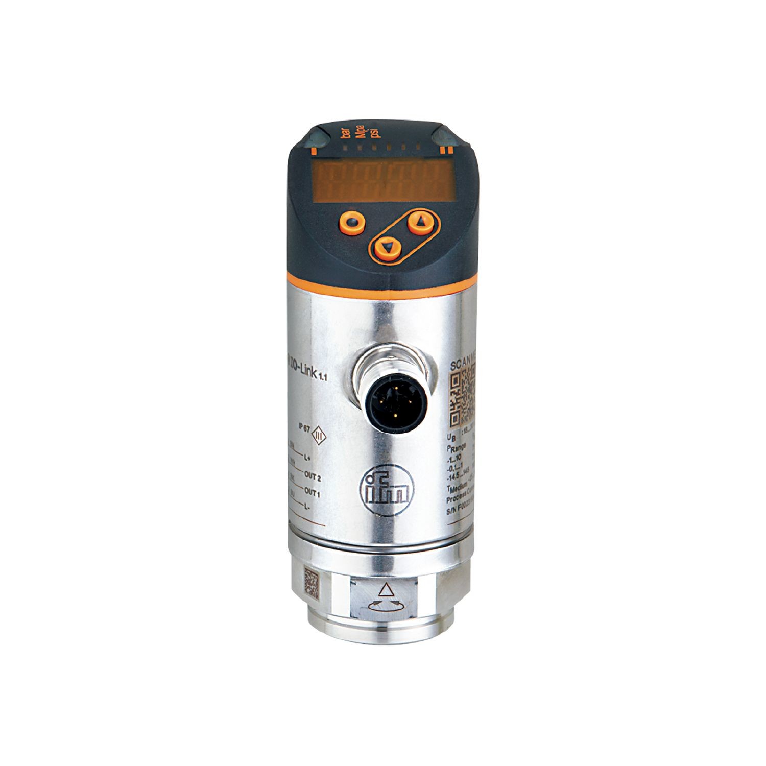 IFM PRESSURE SENSOR WITH DISPLAY PN3071 PN-250-SER14-MFRKG/US/ /V