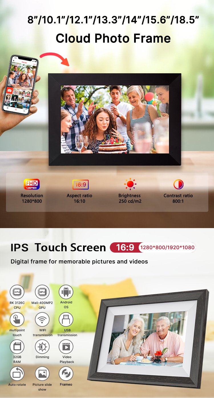 15.6 Inch Digital Electronic Picture Wifi Cloud Memory Photo Frame