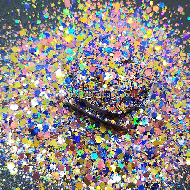 Polyester Bright Rainbow Candy Sparkle Mixes Shapes Chunky Glitter Confetti Customized for Your Requirements