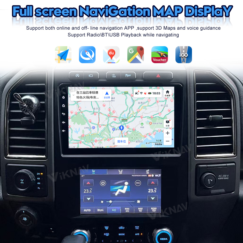 LCD Multimedia Ford Android Radio With AC Screen Car Climate Control Year 2015-2021